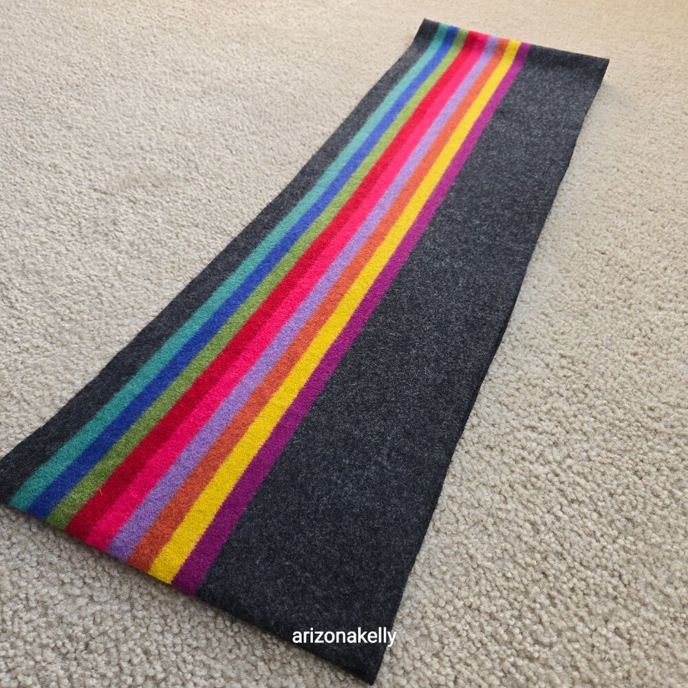 Striped Wool Scarf Green Grove Weavers Scotland - Picture 3 of 10